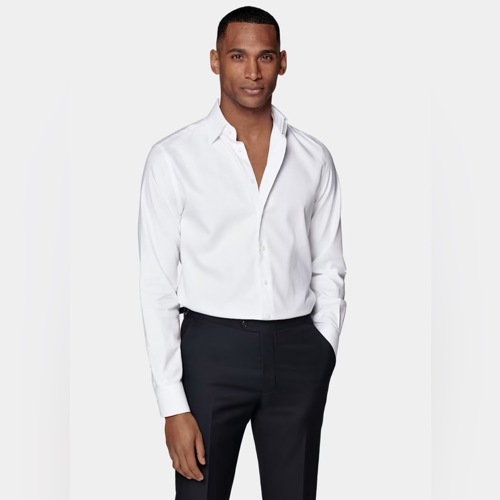 SuitSupply White Royal Oxford Slim Fit Traveller Shirt